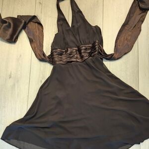 Elegant Scarlet Brown Marilyn Monroe Halter Dress Prom